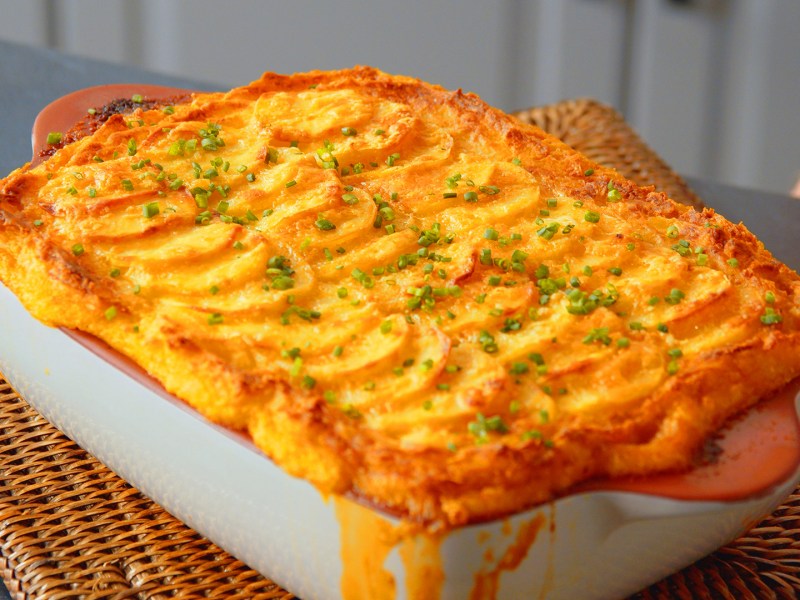 Pastel de pastor de coliflor molida